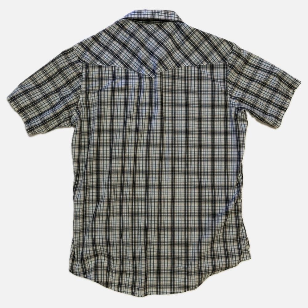 Wrangler Western Pearl Snap Short Sleeve Shirt Plaid Gray Black Men’s L - Picture 3 of 10